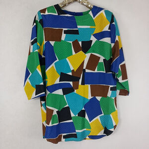 Vintage 80s Shapely Women's Multicolored Plus Size Geometric Top size Sm Memphis